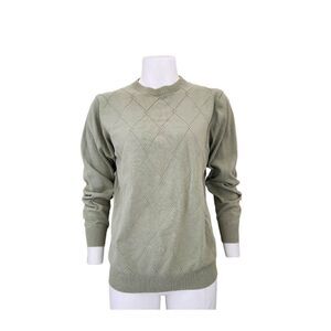 Oscar De La Renta women's Small argyle textured sage green sweater cotton
